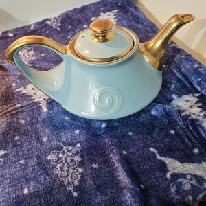 Elegant Blue and Gold Teapot